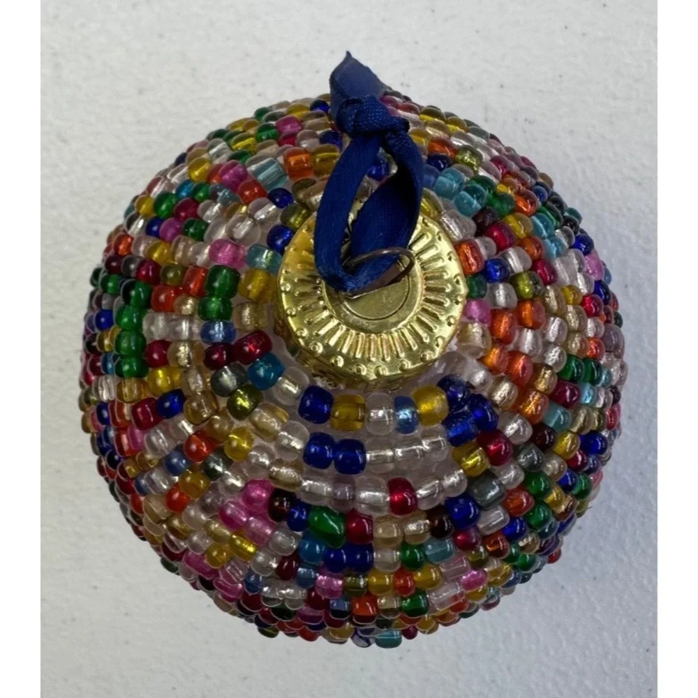 Handmade Colorful Beaded Sphere Ornament Christmas Tree Decoration Wire 3